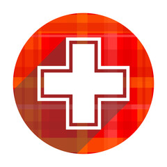 pharmacy red flat icon isolated