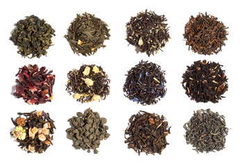 12 varieties of tea - obrazy, fototapety, plakaty