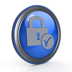 Lock circular icon on white background