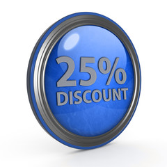Discount 25 circular icon on white background