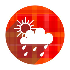 rain red flat icon isolated