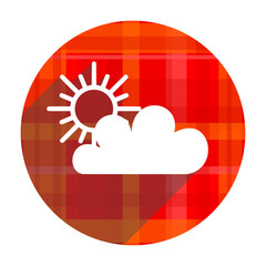 cloud red flat icon isolated