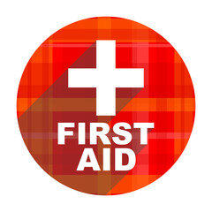 Obraz premium first aid red flat icon isolated