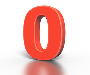 Three dimentional red number collection - zero
