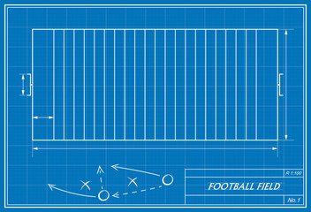 football field on blueprint