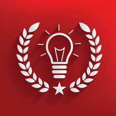 Lightbulb symbol on red background,clean vector