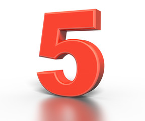 Three dimentional red number collection - five