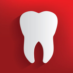 Tooth symbol on red background,clean vector