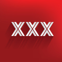 XXX symbol on red background,clean vector