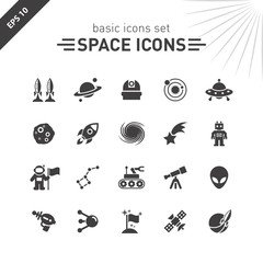 Naklejka premium Space icons set.