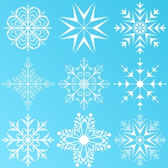 Obraz na płótnie Canvas set variation snowflakes isolated