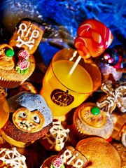 Halloween table with trick or treat