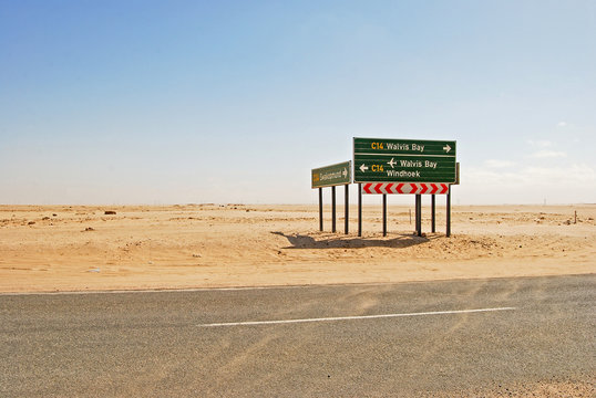 Road through the Namib Desert to Windhoek, Namibia