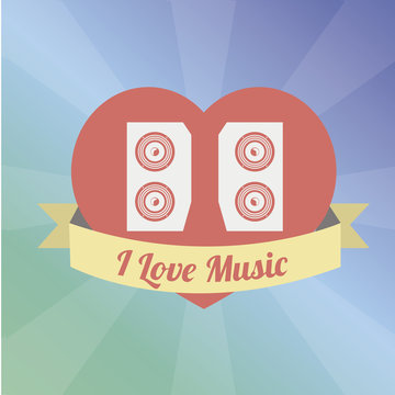baffle Love to the music illustration over color background