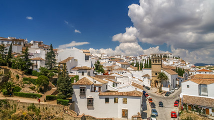 view of a city of ronda from a balcony, spain