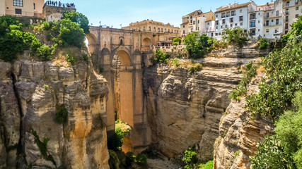 Fototapeta premium view of buildings over cliff in ronda, spain
