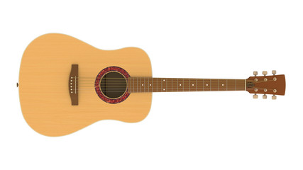 Fototapeta premium 3D model of acoustic guitar isolated on white background