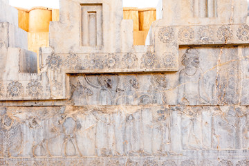 Bas relief at Persepolis in north Shiraz, Iran