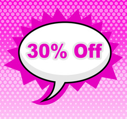 Thirty Percent Off Means Retail Message And Discount