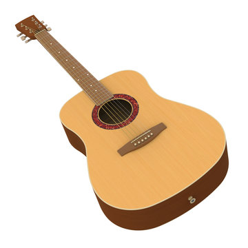 3D model of acoustic guitar isolated on white background