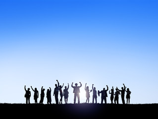 Fototapeta premium Business People Outdoors Celebrating Success