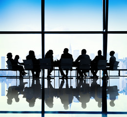 Silhouette Group of Business People Meeting Concept