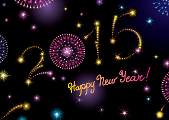 Happy New Year 2015! Vector background with fireworks