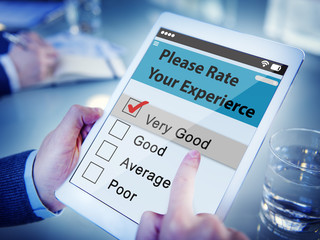 Man Filling Up Survey About Work Experience