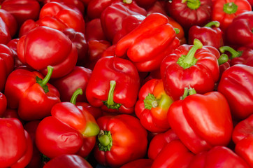 Obraz na płótnie Canvas Red Bell Peppers at Farmers Market