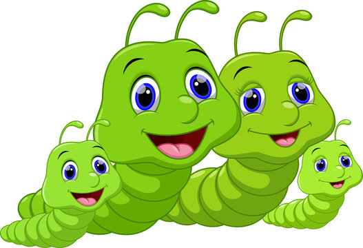 Cute family worm cartoon