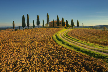 Obraz premium Toscania, Włochy, Krajobraz wiejski