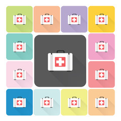 First aid box Icon color set vector illustration