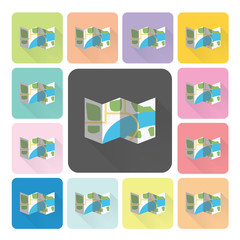Map Icon color set vector illustration