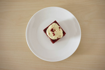 Delicate piece of small chocolate cake