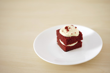 Delicate piece of small chocolate cake