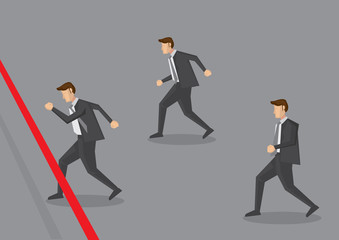 Businessman Running to Finish Line Vector Illustration