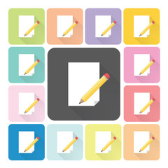 Writing paper Icon color set vector illustration