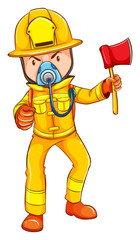 A drawing of a firefighter