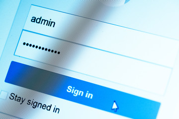 Login Box - Username Admin and Password in Internet Browser