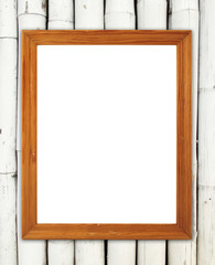 blank wood frame on bamboo wall