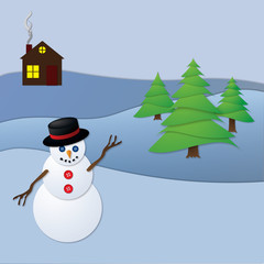 Snowman and Cabin collage