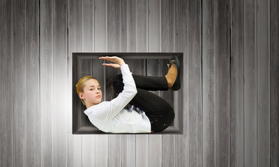Woman in cube