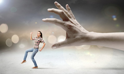 Woman escape from hand