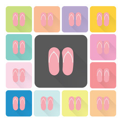 Sandals Icon color set vector illustration