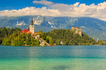 The majestic panorama with Lake Bled,Slovenia,Europe