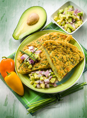 omelet with avocado capsicum and onions