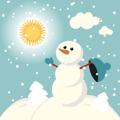 set of characters funny kids  winter snow vector 2015