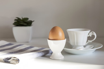 Breakfast with egg and coffee morning