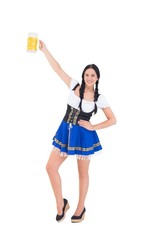 Pretty oktoberfest girl holding beer tankard