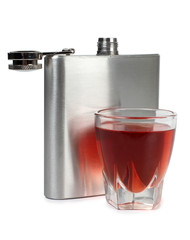 Metal flask on white